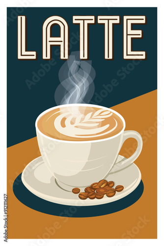 Vintage Caffè Latte - Elegant Vector Illustration