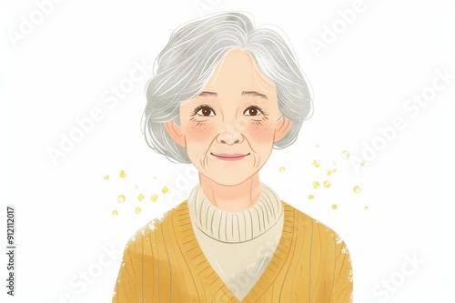 Naklejka 笑顔の日本人のおばあちゃん（おばあさん・祖母・終活・シニア・老後・老後資金）