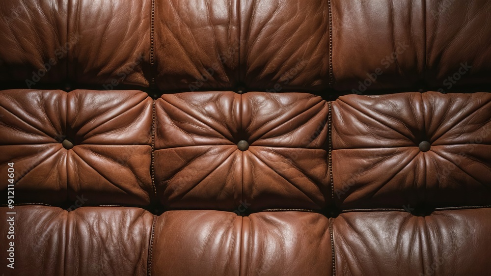 Naklejka premium Luxurious brown leather sofa and armchair with soft texture, perfect for cozy interior