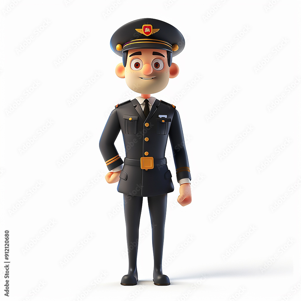 a pilot in uniform, standing proudly, white background a pilot in uniform, standing proudly, white background