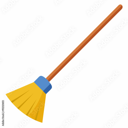 Broom isolated on white, Halloween broom vector illustration, Halloween vector art, Halloween broom silhouette, witch broom vector icon, eps