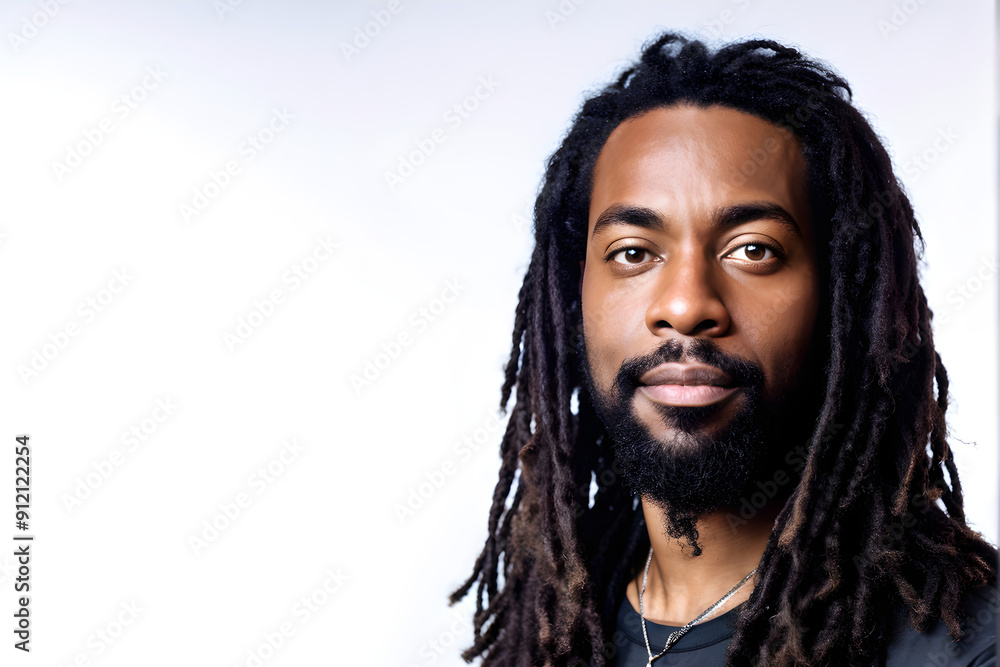Portrait of proud selfish attractive african-american man with dreadlocks and beard. isolated on white background Portrait of proud selfish attractive african-american man with dreadlocks and beard. isolated on white background