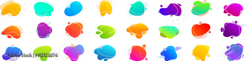 Vivid blob icons set. Set of colorful abstract liquid shapes with gradient and white outline forming a modern design