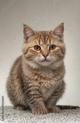 Cute kitten standing on slid background