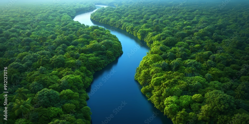 A bird's-eye view of the Amazon rainforest, with rivers winding through it and lush greenery all around. A bird's-eye view of the Amazon rainforest, with rivers winding through it and lush greenery all around.