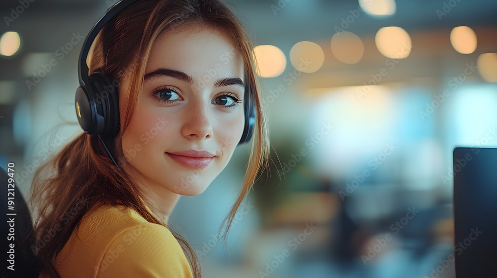 Confident Female Call Center Agent. Professional and approachable concept Confident Female Call Center Agent. Professional and approachable concept