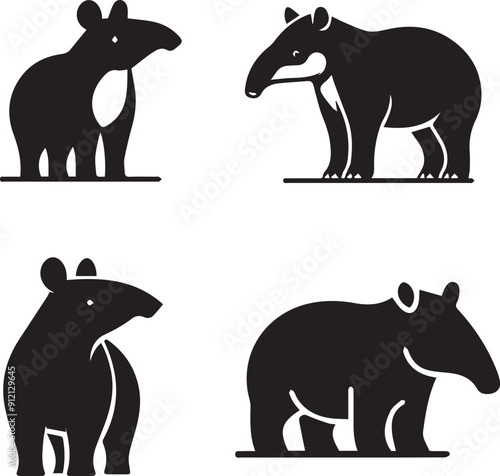 tapir silhouette, tapir icon, tapir vector, 