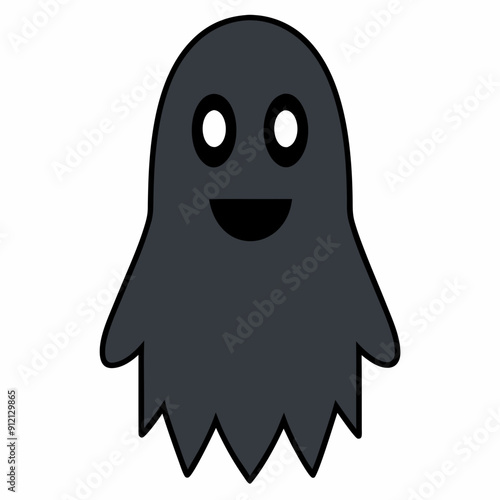 black and white ghost isolated on white, Halloween ghost vector illustration, halloween monsters vector art, ghost silhouette, monsters vector icon, eps