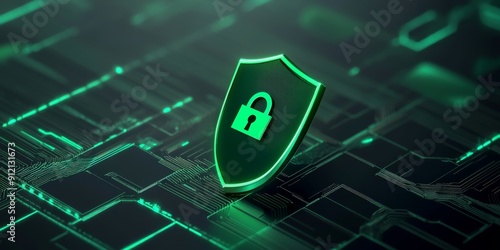 Protection data and represents the security system or hacker guarding against threats online.