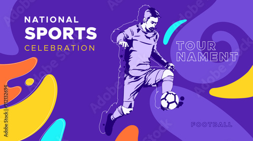 silhouette of soccer athlete. Design with the concept of celebrating national and international football sports days. Football tournament. design template for sports match event