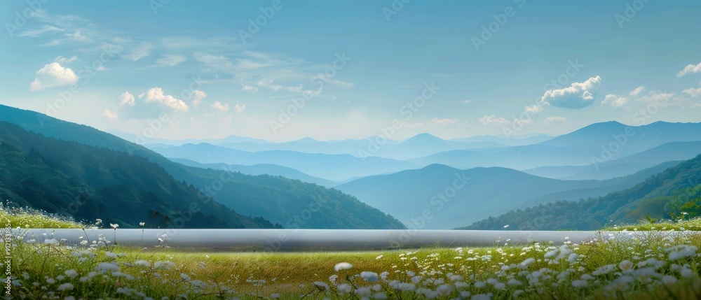 Fototapeta premium Majestic Mountain Range With Blue Sky