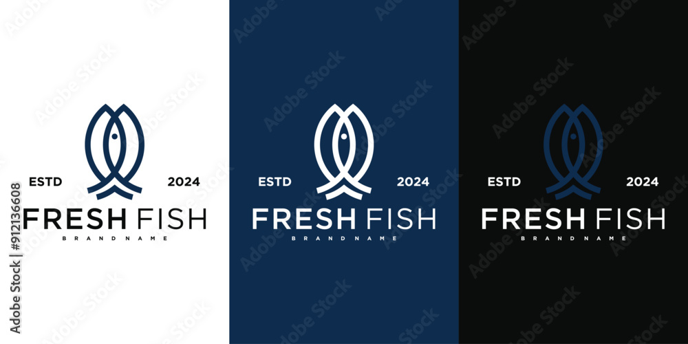 Seafood fresh fish logo design label. Premium Vector Seafood fresh fish logo design label. Premium Vector