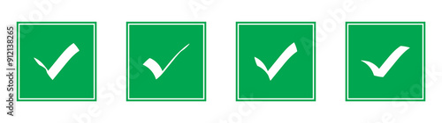 Green check mark icon. Check mark vector icon. Checkmark Illustration. Vector symbols set ,green checkmark isolated on white background. Correct vote choise isolated symbol.