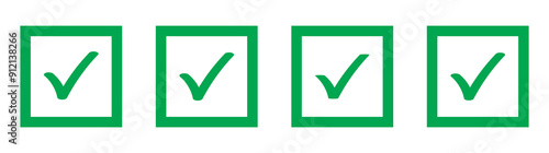 Green check mark icon. Check mark vector icon. Checkmark Illustration. Vector symbols set ,green checkmark isolated on white background. Correct vote choise isolated symbol.