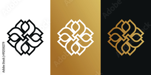Floral ornament logo, abstract beauty flower logo design. Premium Vector