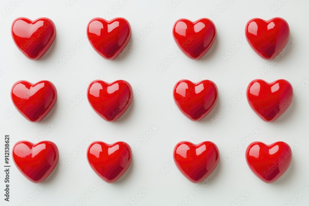 Red hearts on white background Red hearts on white background