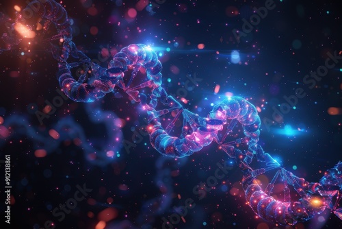 Abstract Medical Background Featuring Colorful DNA Helix Structure With Glow Effects