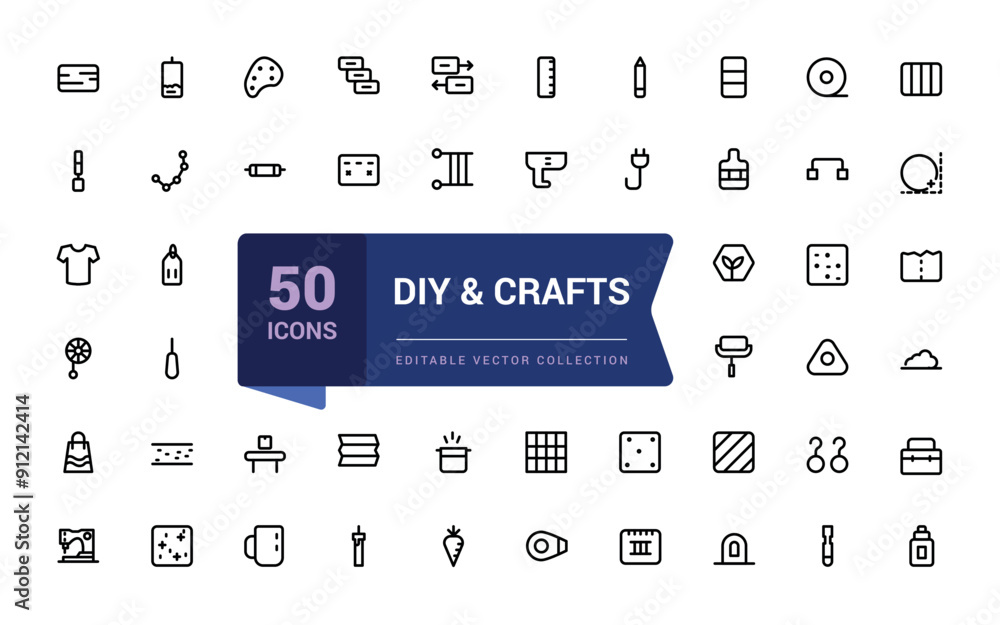 Diy & Crafts line icons set. Minimalist thin linear web ui icon set. Simple editable vector stroke illustration. Diy & Crafts line icons set. Minimalist thin linear web ui icon set. Simple editable vector stroke illustration.