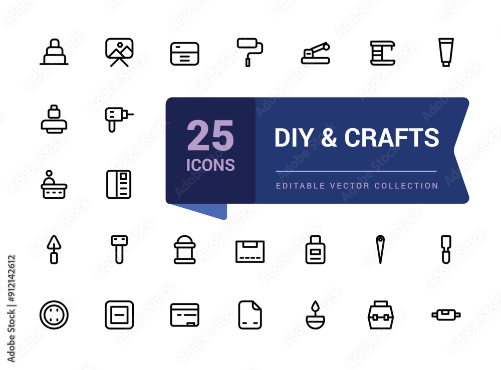 Diy & Crafts line icons set. Minimalist thin linear web ui icon set. Simple editable vector stroke illustration. Diy & Crafts line icons set. Minimalist thin linear web ui icon set. Simple editable vector stroke illustration.