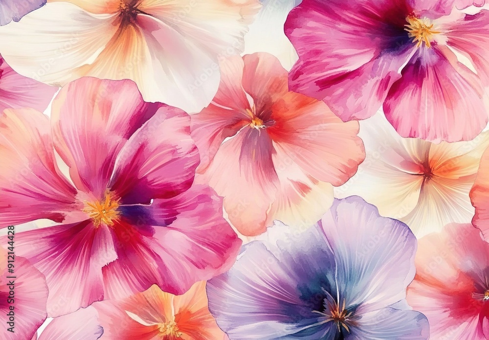 A vibrant watercolor pattern featuring an array of oversized A vibrant watercolor pattern featuring an array of oversized