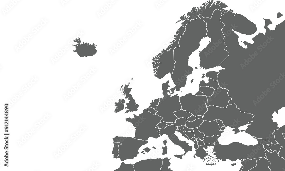 Europe map isolated on white background. for website layouts, background,education,precise, customizable,Travel worldwide, map silhouette backdrop, earth geography, political,reports. Europe map isolated on white background. for website layouts, background,education,precise, customizable,Travel worldwide, map silhouette backdrop, earth geography, political,reports.