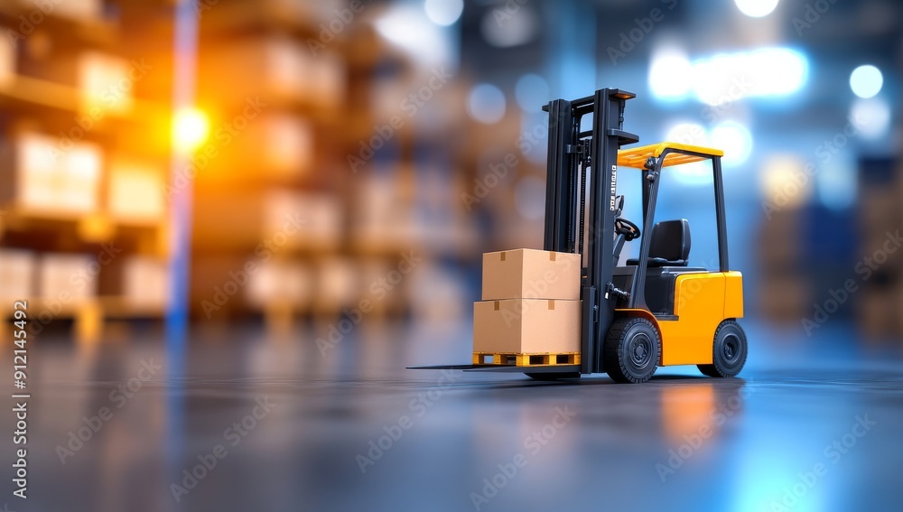 Busy E-Commerce Warehouse with Forklift and Pallets Busy E-Commerce Warehouse with Forklift and Pallets