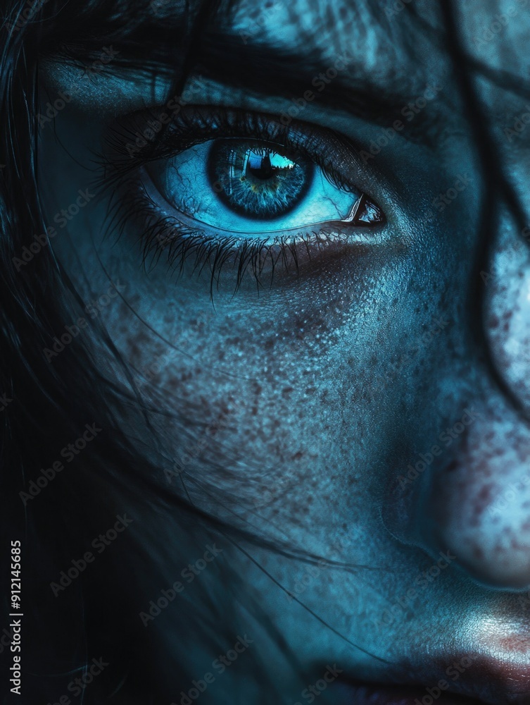 Naklejka premium Woman's Freckled Face Close Up