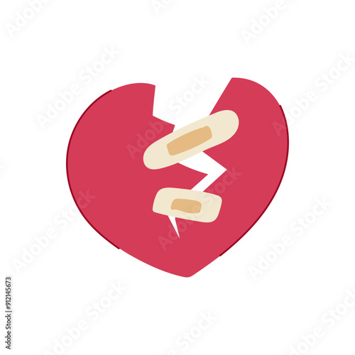 valentine heart broken cartoon. break crack, end hurt, symbol sad valentine heart broken sign. isolated symbol vector illustration