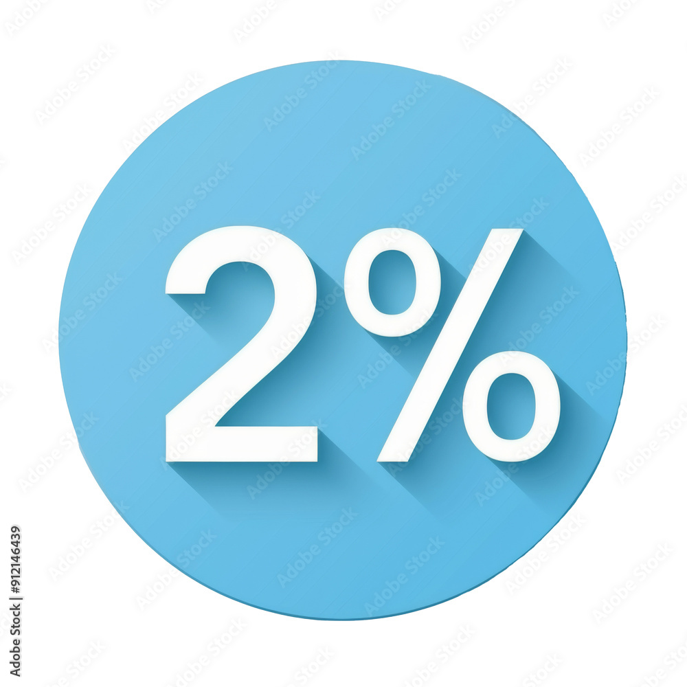 Blue Discount Button Depicting 2% Savings on Light Background Blue Discount Button Depicting 2% Savings on Light Background