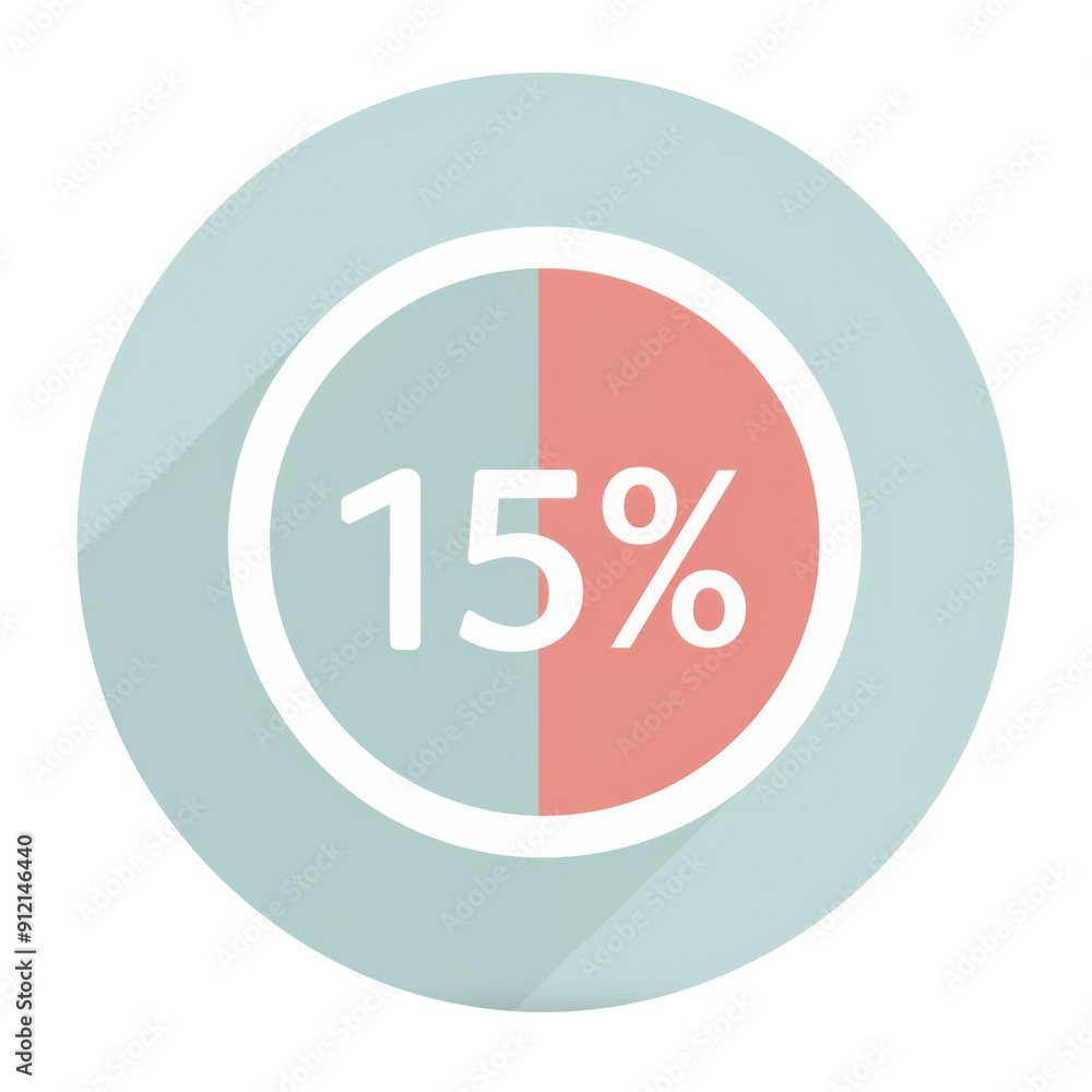 Minimalist 15 Percent Discount Icon on Light Background - Sale Concept Minimalist 15 Percent Discount Icon on Light Background - Sale Concept