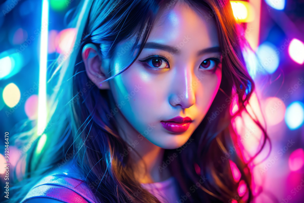 Fototapeta premium Woman in Neon Lights.