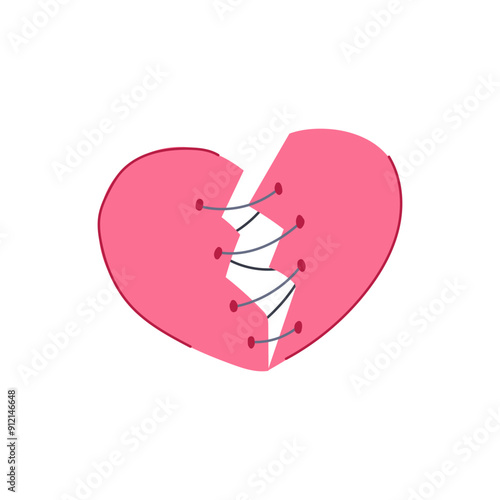 crack heart broken cartoon. end hurt, symbol sad, shape woman crack heart broken sign. isolated symbol vector illustration