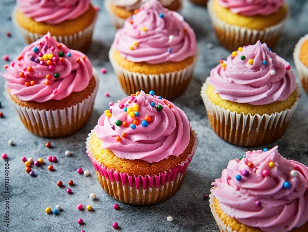Cupcakes with Pink Frosting and Sprinkles Cupcakes with Pink Frosting and Sprinkles
