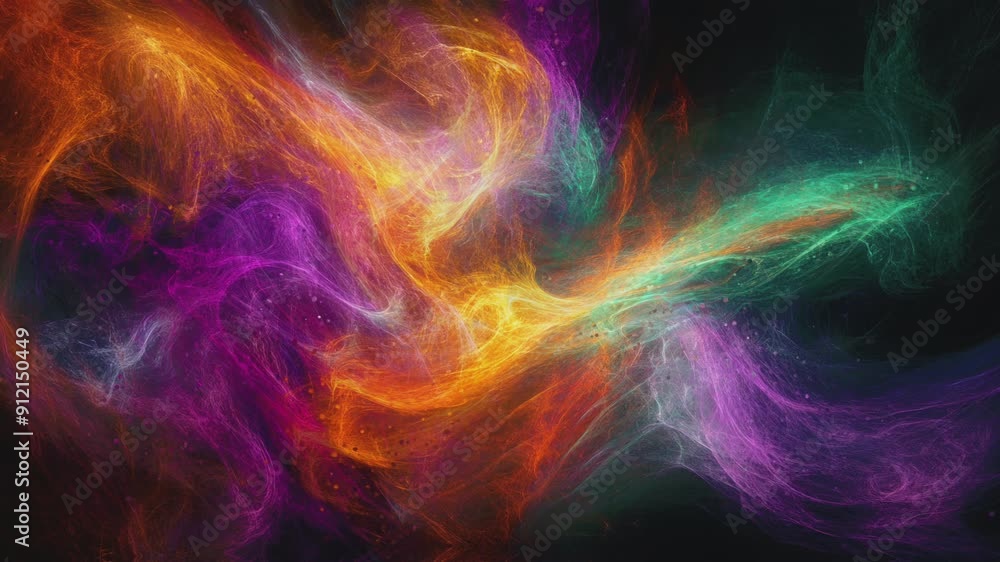 Abstract colorful smoke swirls on a black background. Abstract colorful smoke swirls on a black background.