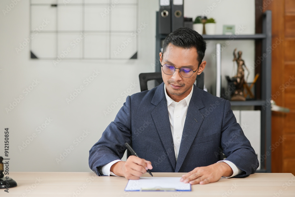 judge on wooden table And experienced lawyers meet with clients and give advice behind the scenes. legal services legal consulting concept judge on wooden table And experienced lawyers meet with clients and give advice behind the scenes. legal services legal consulting concept
