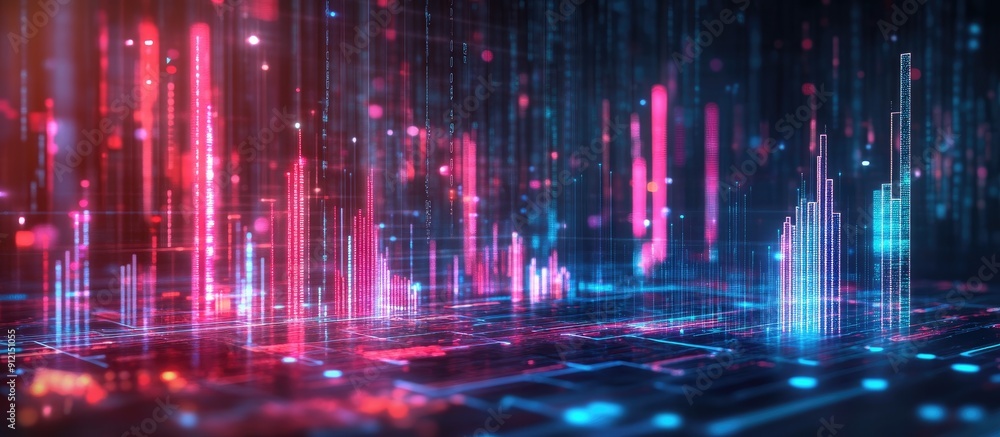 Fototapeta premium Business and Technology Growth Concept 3D Illustration of Success and Motivation in the Digital Network