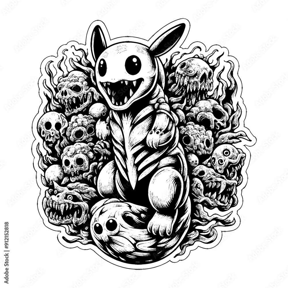black and white scary monster black and white scary monster