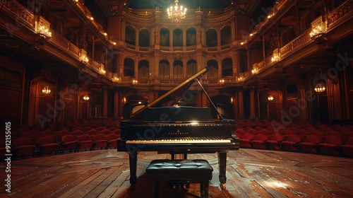 Harmonious Haven: Grand Piano in a Music Hall
