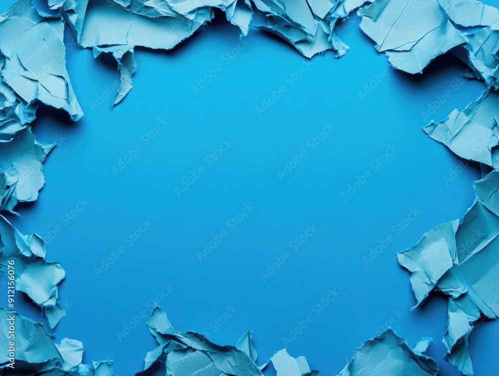 Fototapeta premium Blue paper circle on blue background