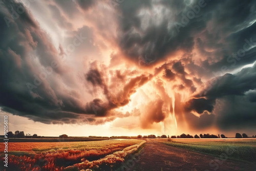 sunset over the field