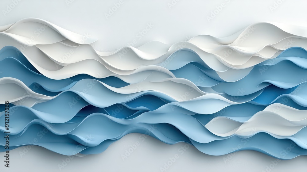 Fototapeta premium Calming and rhythmic pattern of stylized blue waves.