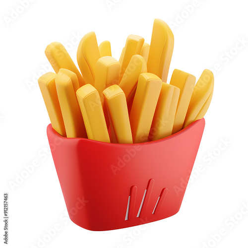french fries 3d realistic icon illustration isolated on transparent background