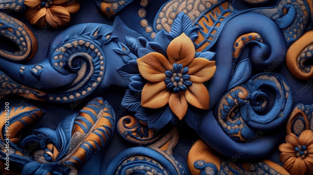 Kaleidoscope of paisley patterns in jewel tones on a dark background. Kaleidoscope of paisley patterns in jewel tones on a dark background.