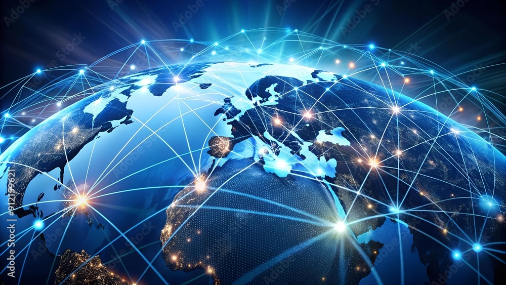 Interconnected Global Network: A Visual Representation of Digital Business Connectivity Generative AI Interconnected Global Network: A Visual Representation of Digital Business Connectivity Generative AI