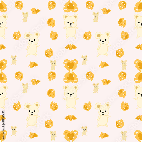 seamless pattern with rat and cheese, animals