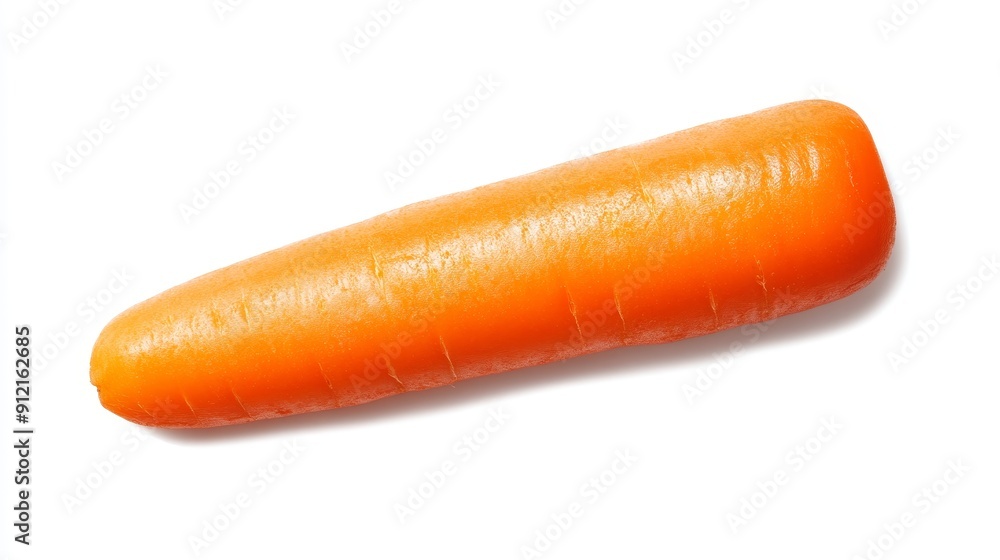 Fresh carrot split lengthwise, showcasing the bright orange core and smooth outer skin. Isolated on a crisp white background Fresh carrot split lengthwise, showcasing the bright orange core and smooth outer skin. Isolated on a crisp white background