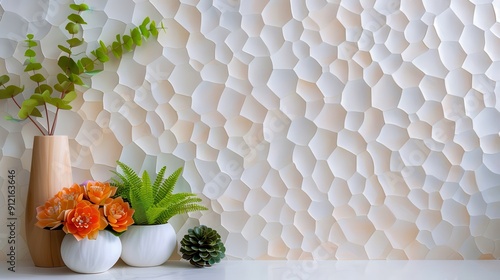 Fototapeta Naklejka Na Ścianę i Meble -  Modern White 3D Wall Panel Design