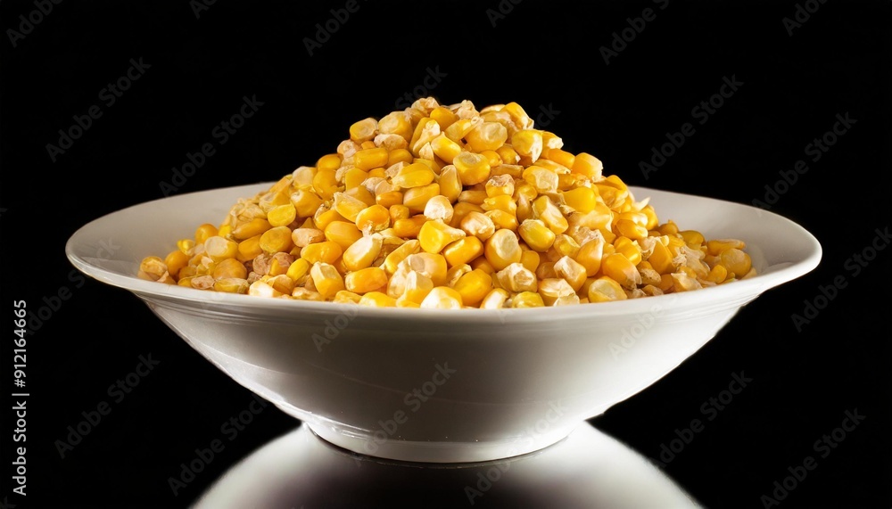 Corn in a white bowl isolated on a black background Corn in a white bowl isolated on a black background