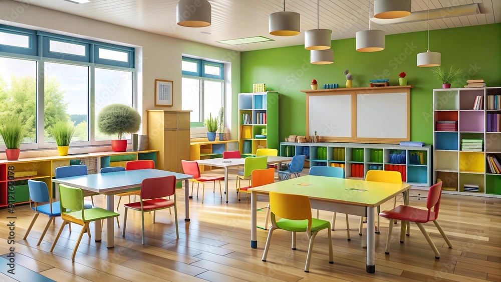 A Burst of Color: A Vibrant Elementary Classroom Filled with Learning Tools AI generated A Burst of Color: A Vibrant Elementary Classroom Filled with Learning Tools AI generated