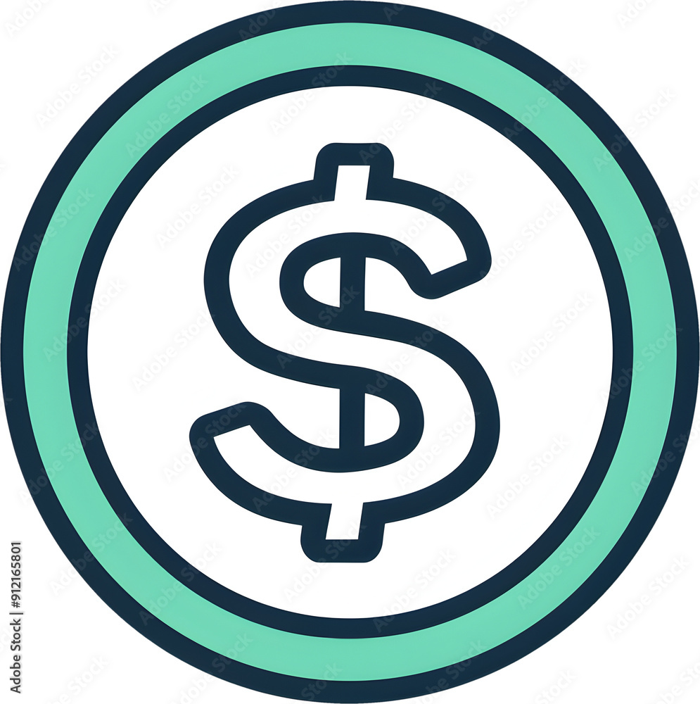 Flat Dollar Sign Icon in Circle for Finance and Banking Concepts